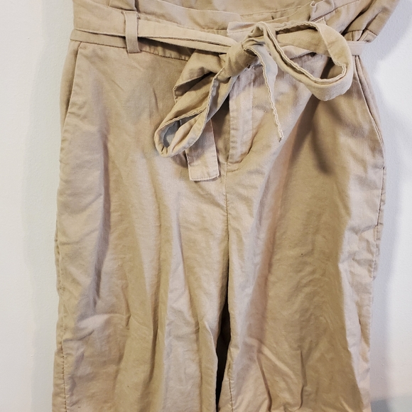 Banana Republic Blake crop khaki trousers size 6 petite linen blend lightweight - Picture 3 of 12
